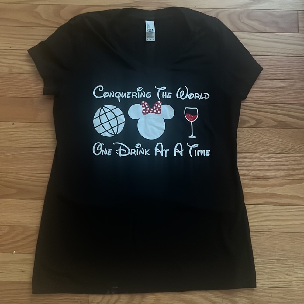 Conquering the World V Neck T Shirt Small